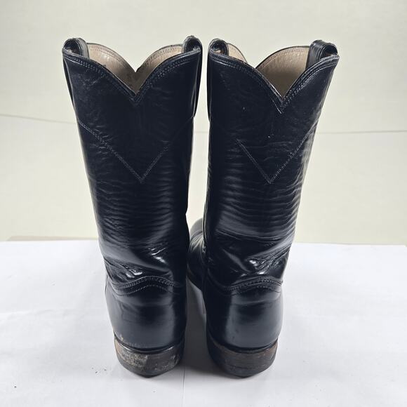 Vintage Justin Classic Roper Cowhide Western Black‎ Boots Women's Size 7.5B - Picture 6 of 9